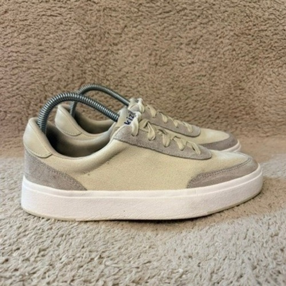 Kizik Prague Sneakers Womens 9 Bone Low Top Hands Free Canvas Suede Cream J1FC